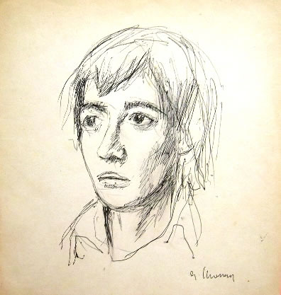 Ritratto di Francesco Verio, studio eseguito a metà degli anni ’70, penna su carta, Napoli, collezione privata
